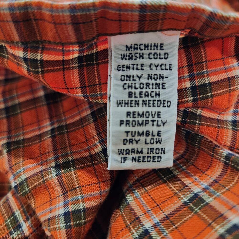 Ralph Lauren Mens Burnt Orange Plaid Classic Fit Button Up Blouse Size XL Preppy - Picture 6 of 10
